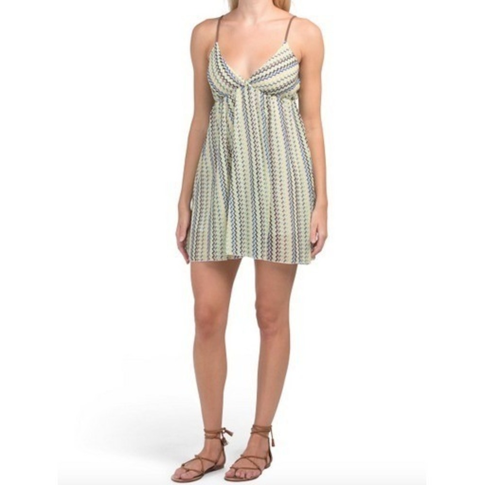 Ocean Drive Dress Womens Size Small Zig Zag Stripe Braided Strap Short Dress New